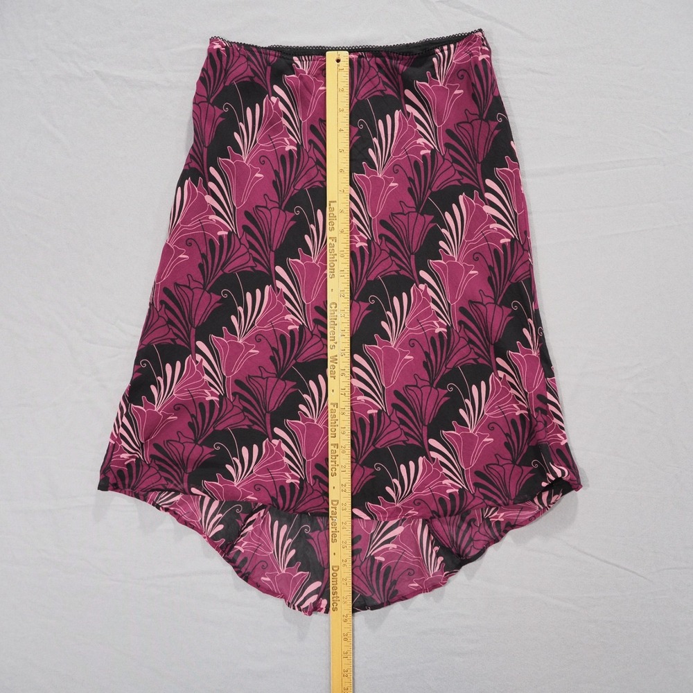 Worthington Skirt Womens 10 Pink Floral Silk High Low Hem Art Deco Midi Lined - Picture 6 of 11